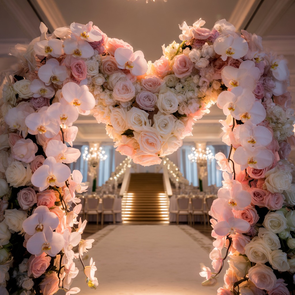 Prachtige evenement decoratie met bloemen en verlichting